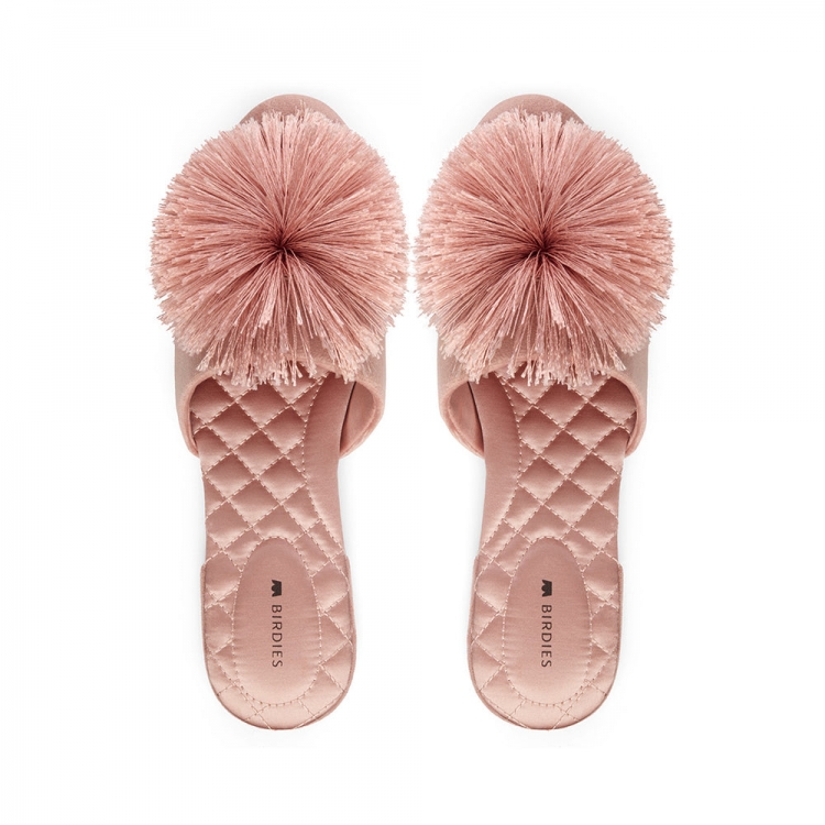 The Songbird | Vegan Pink Velvet Women's Slide - Click Image to Close