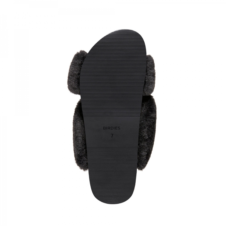 The Robin | Black Faux Fur Women's Slide - Click Image to Close