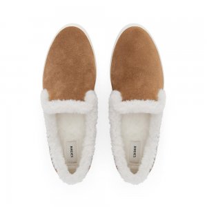 The Swift | Brown Suede Faux Fur Women's Sneaker