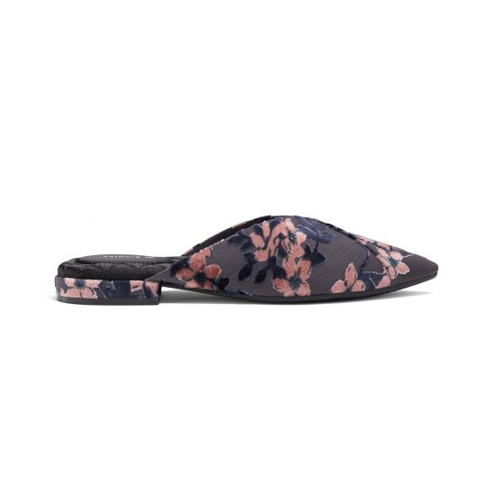 The Swan | Blue Floral Velvet Women\'s Slide