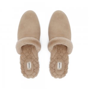 The Songbird | Brown Suede Fur-Lined Women's Slide