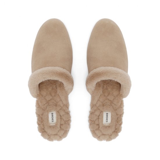 The Songbird | Brown Suede Fur-Lined Women's Slide