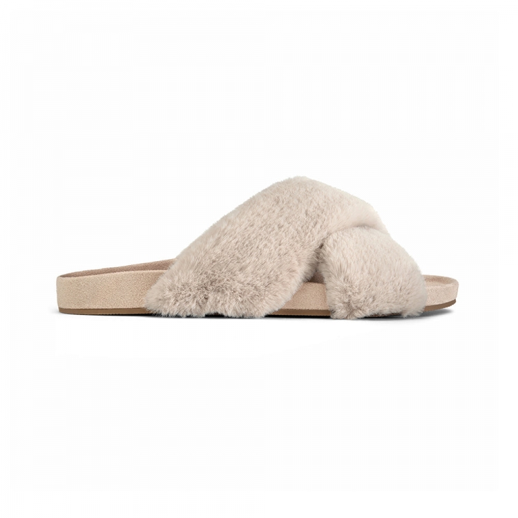 The Robin | Cream Faux Fur Women's Slide - Click Image to Close