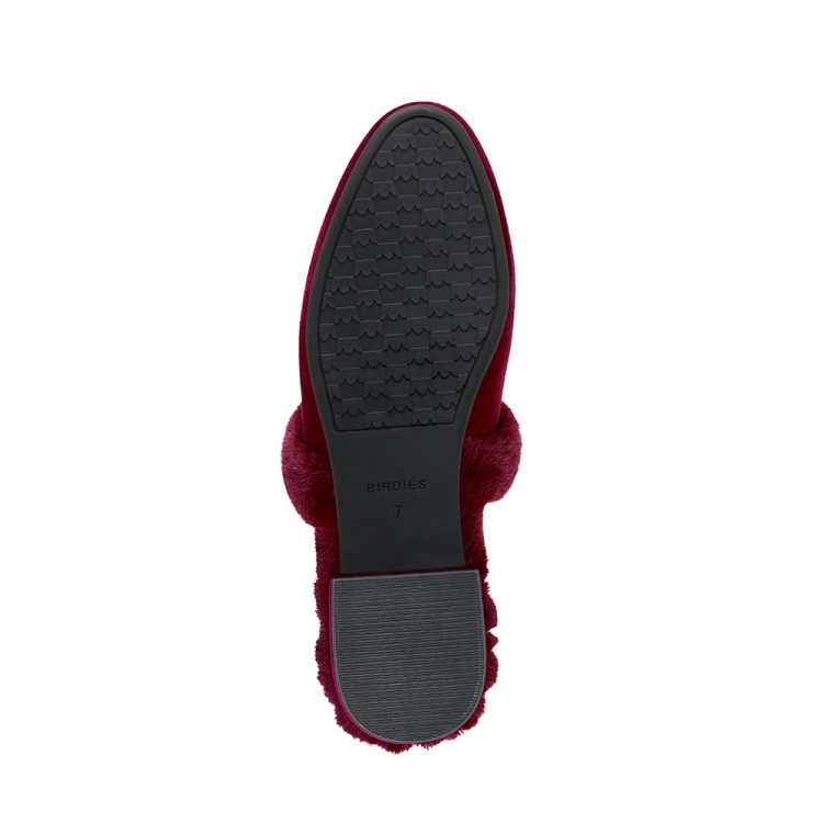 The Songbird | Red Suede Fur-Lined Women's Slide - Click Image to Close