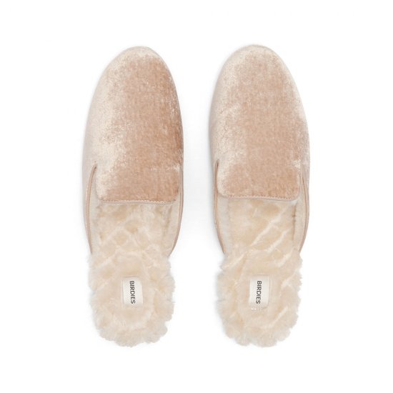 The Phoebe | Ivory/Cream Velvet Fur-Lined Women's Slide