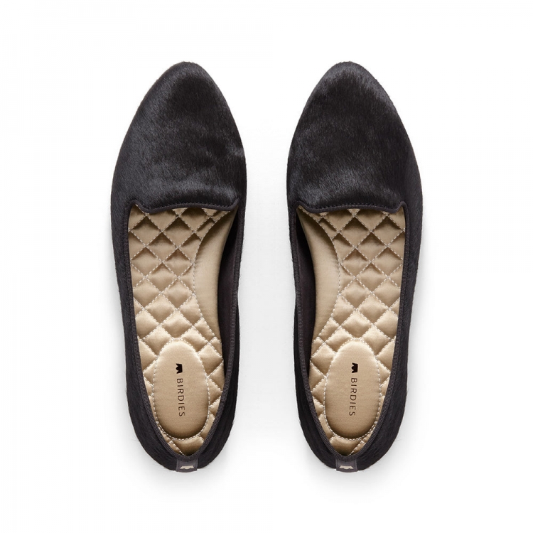 The Blackbird | Black Calf Hair Women's Flat - Click Image to Close