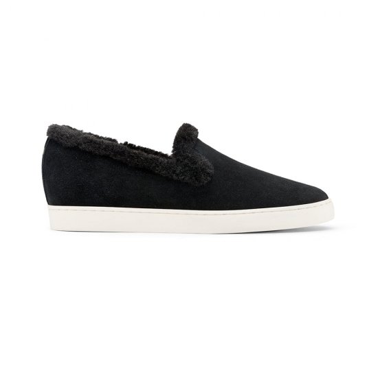 The Swift | Black Suede Faux Fur Women\'s Sneaker