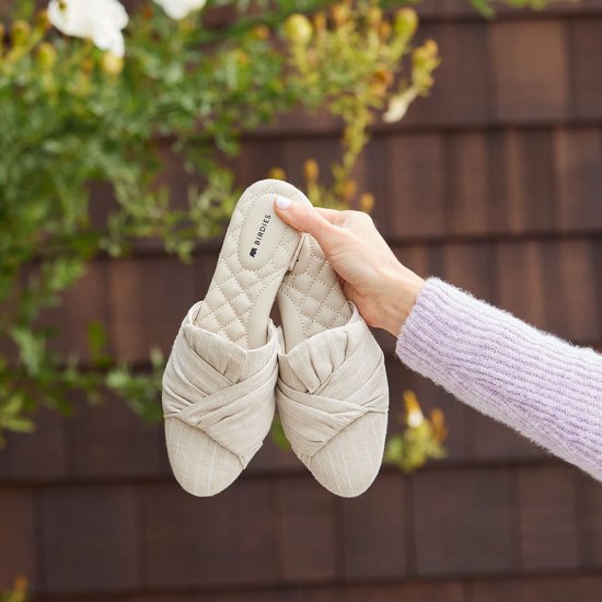 The Songbird | Vegan Neutral Linen Women\'s Slide