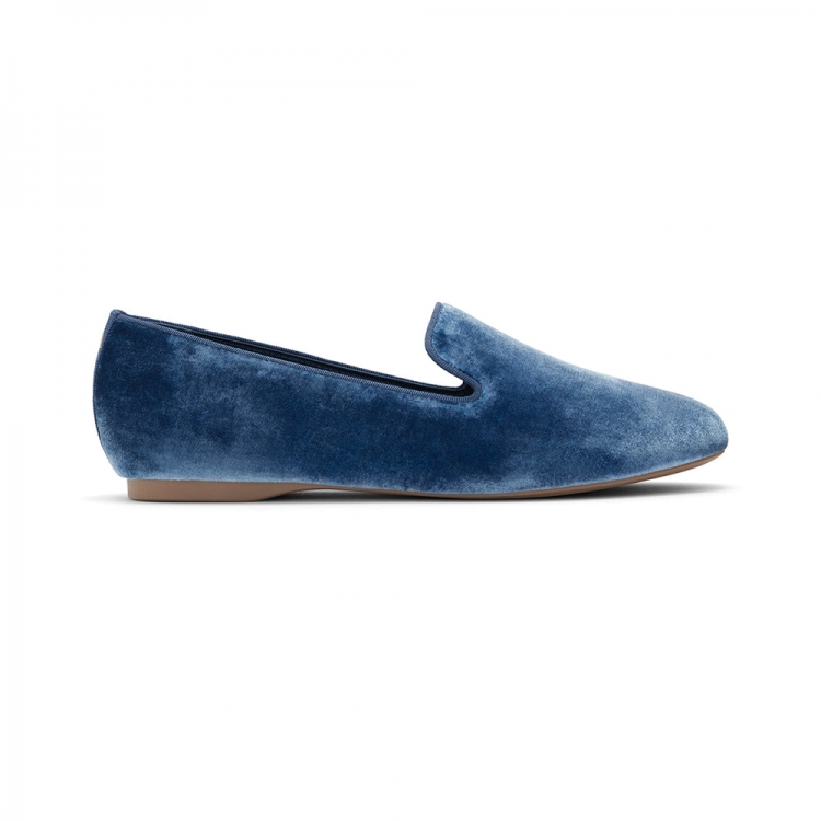 The Starling | Blue Velvet Women's Flat - Click Image to Close