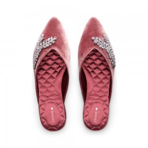 The Swan | Jeweled Pink Velvet Women's Slide