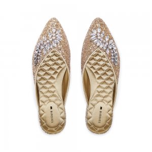 The Swan | Jeweled Gold Sparkle Women's Slide