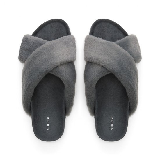 The Robin | Gray Faux Fur Women's Slide