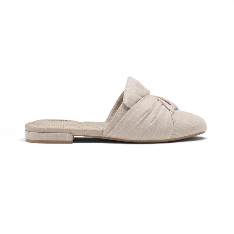The Songbird | Vegan Neutral Linen Women's Slide - Click Image to Close