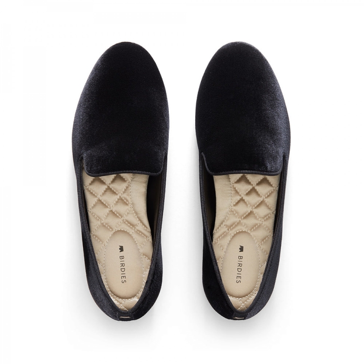 The Starling | Black Velvet Women's Flat - Click Image to Close