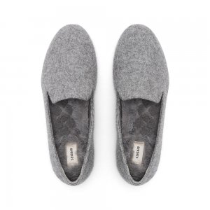 The Starling | Gray Sweater Knit Faux Fur Women's Flat