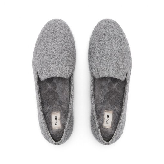 The Starling | Gray Sweater Knit Faux Fur Women's Flat