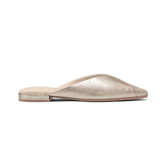 The Swan | Gold Leather Women\'s Slide