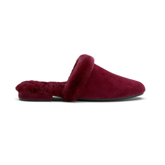 The Songbird | Red Suede Fur-Lined Women\'s Slide