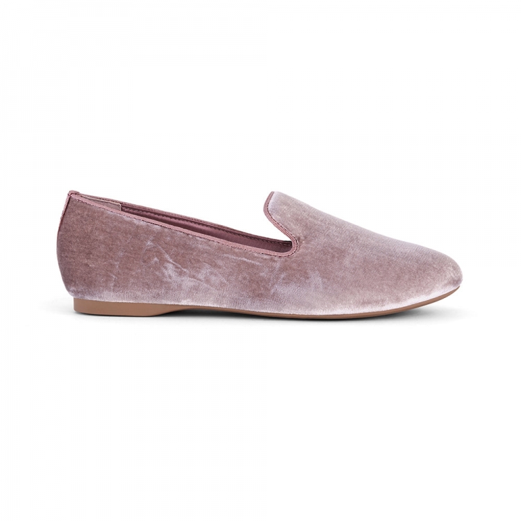 The Starling | Pink Velvet Faux Fur Women's Flat - Click Image to Close
