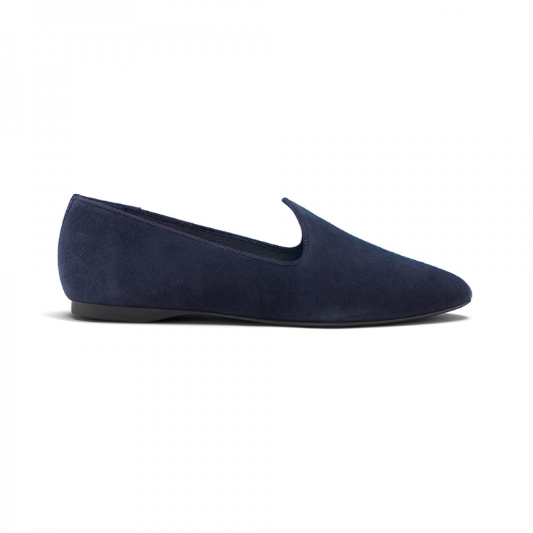 The Heron | Navy Suede Women's Flat - Click Image to Close