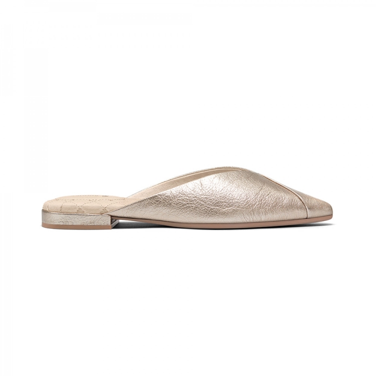 The Swan | Gold Leather Women's Slide - Click Image to Close