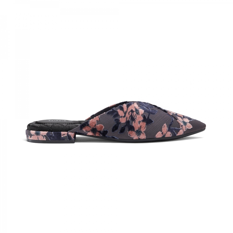 The Swan | Blue Floral Velvet Women's Slide - Click Image to Close