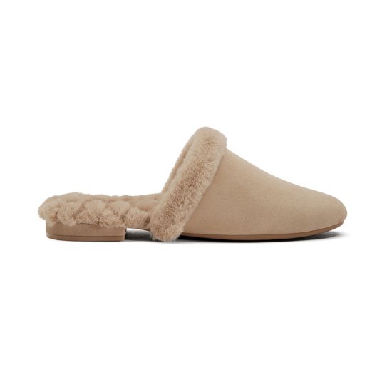 The Songbird | Brown Suede Fur-Lined Women\'s Slide