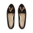 The Blackbird | Black Suede Cheetah Print Tassel Women's Flat