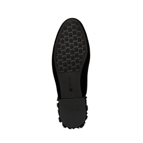 The Phoebe | Black Velvet Fur-Lined Women's Slide