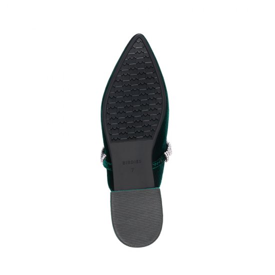 The Swan | Emerald Velvet Crystal Band Women's Slide