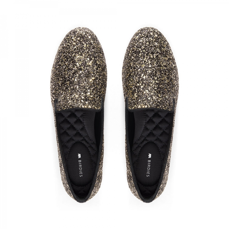 The Starling | Black Glitter Women's Flat - Click Image to Close