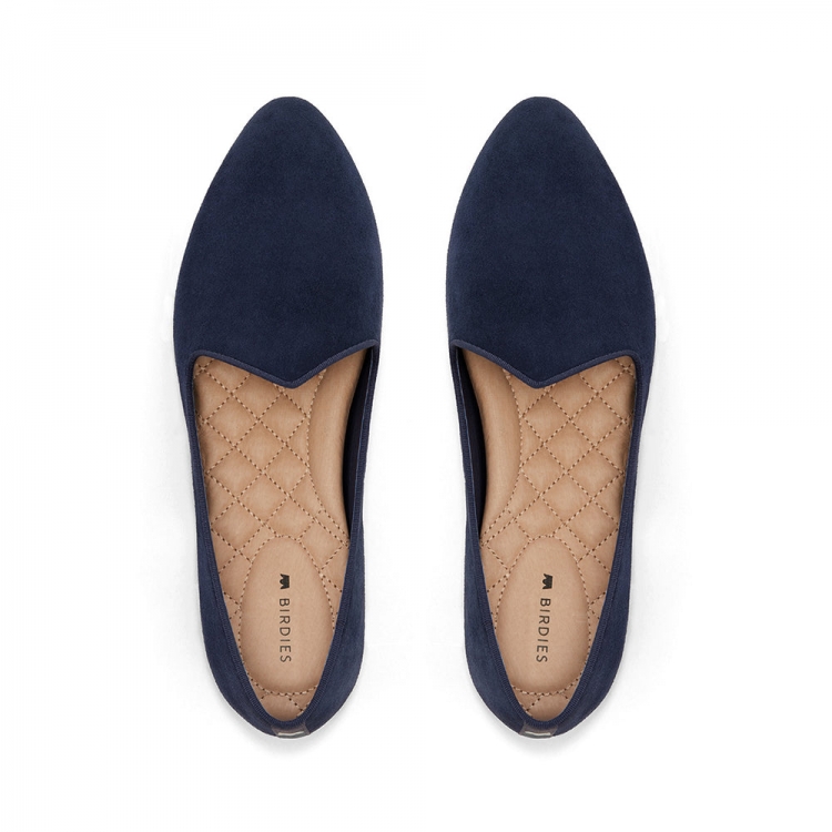 The Heron | Navy Suede Women's Flat - Click Image to Close