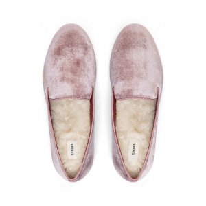 The Starling | Pink Velvet Faux Fur Women's Flat