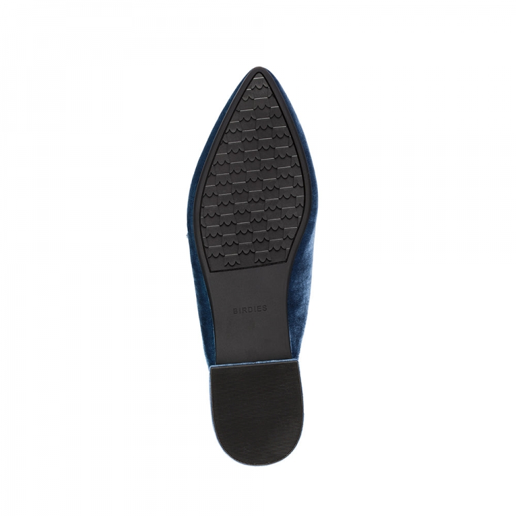 The Swan | Jeweled Blue Velvet Women's Slide - Click Image to Close