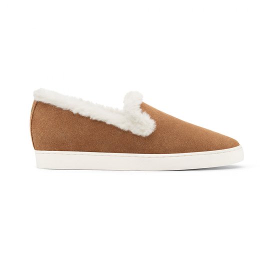 The Swift | Brown Suede Faux Fur Women\'s Sneaker