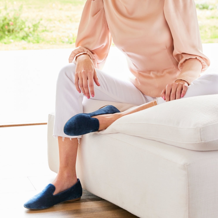 The Starling | Blue Velvet Women's Flat - Click Image to Close