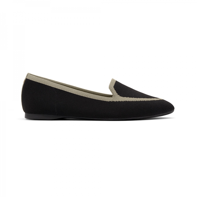 The Blackbird | Black Washable Engineered Knit Women's Flat - Click Image to Close