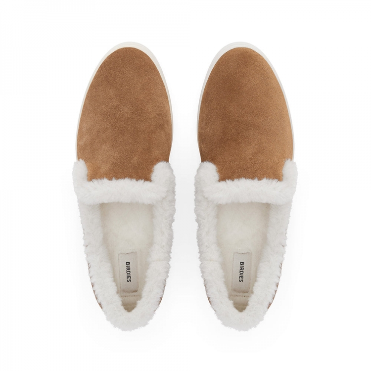 The Swift | Brown Suede Faux Fur Women's Sneaker - Click Image to Close